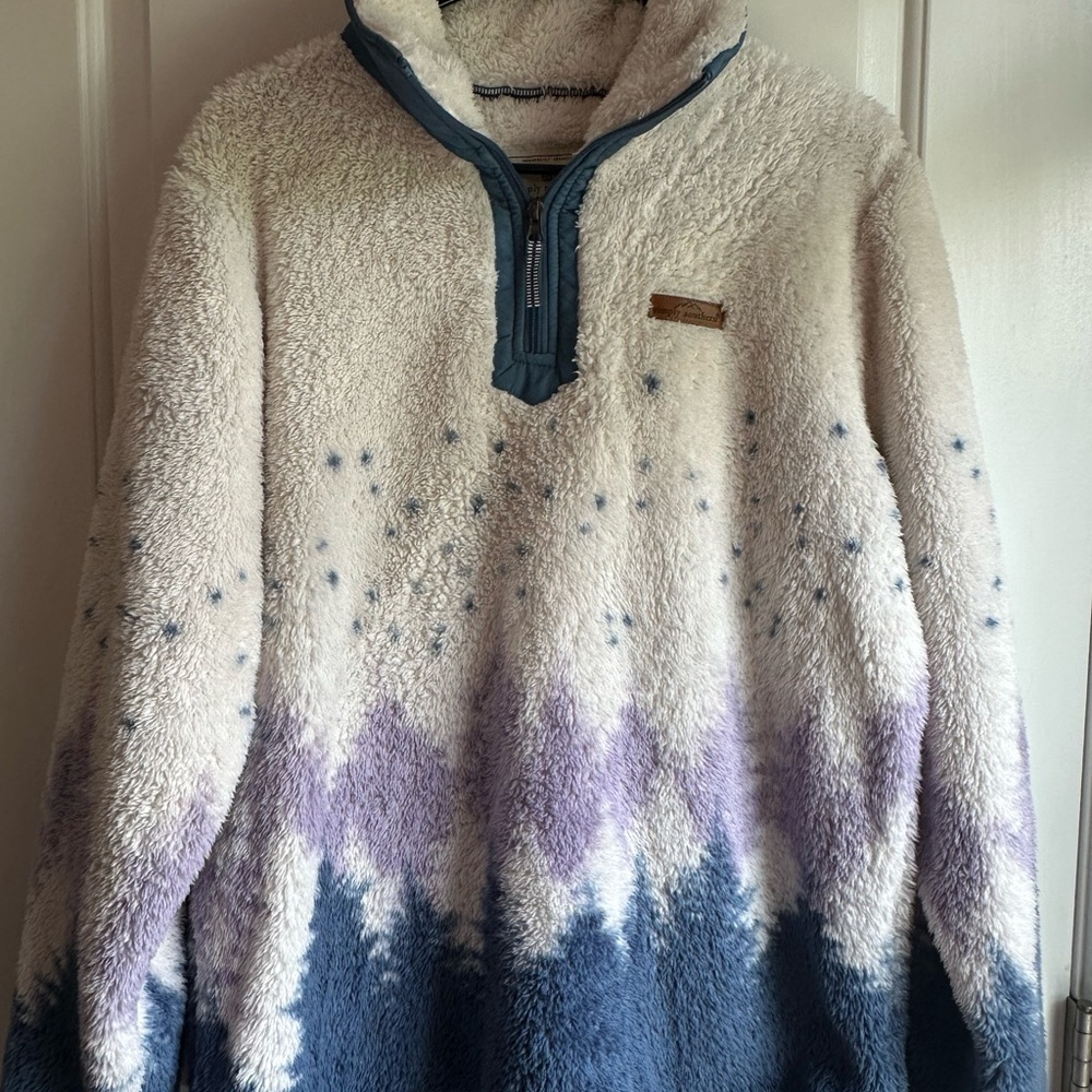 Simply Southern Blue and Purple Zip Up Sweater
